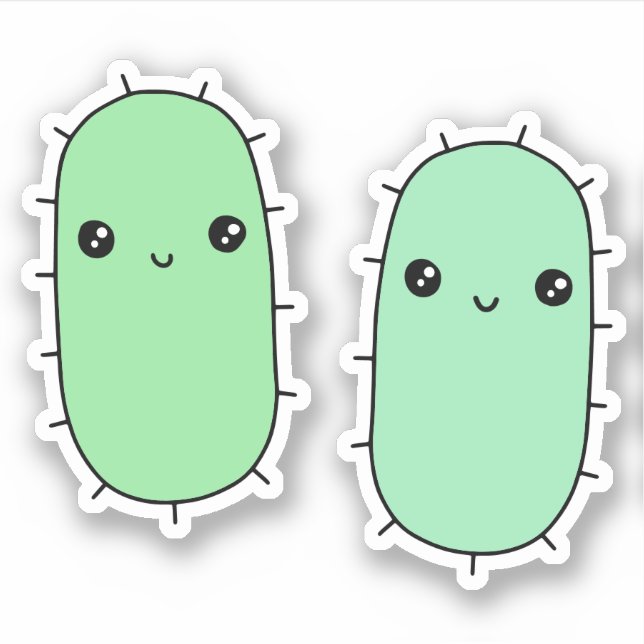 Niedliche E. coli Bakterien - Kawaii-Mikrobe-Carto Aufkleber (Vorderseite)