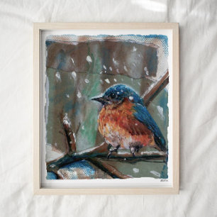 Niedliche Eastern Bluebird Winter Art Print Poster