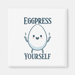 Niedliche "Eggpress Yourself" Funny Pun Magnet