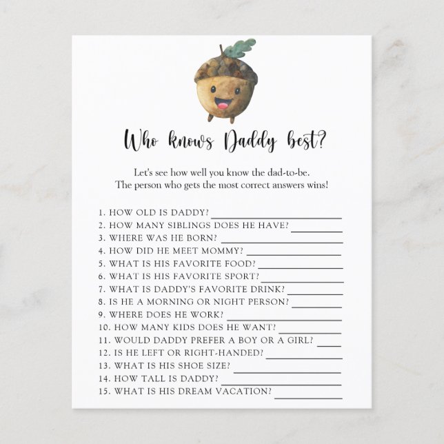 Niedliche Eichel - Wer kennt DADDY bestes Spiel (Vorderseite)
