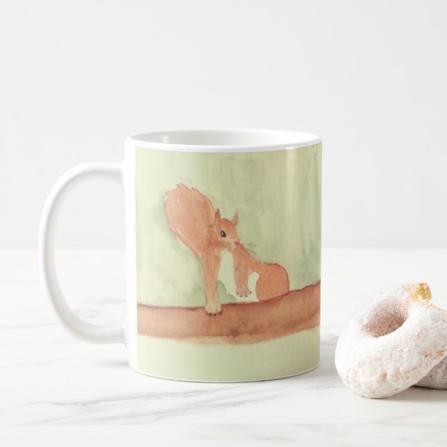 Niedliche Eichhörnchen aus Watercolor Woodland Kaffeetasse (Mit Donut)