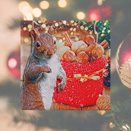 Niedliche Eichhörnchen Weihnachtsnuten Urlaub Button