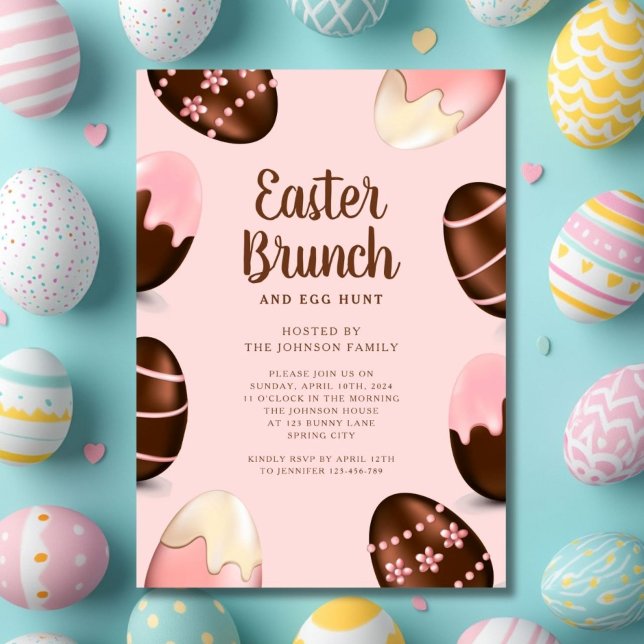 Niedliche Eierjagd und Osterbrunch Einladung (Cute Egg Hunt And Easter Brunch Invitation)