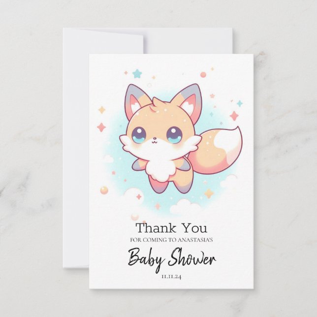Niedliche Einfach-Fuchs-Babydusche Dankeskarte (Vorderseite)
