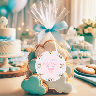 Niedliche einfache Baby Affen Balloons Pink Vielen Runder Aufkleber