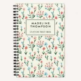 Niedliche einfache botanische Rosa Blauer Blume Notizbuch