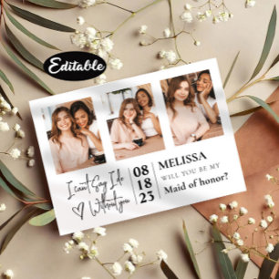 Niedliche Einfache Foto Collage Bridesmaid-Vorschl Einladung