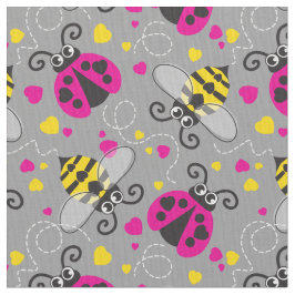 Niedliche, einfache grafische Ladybugs und Bienen Stoff