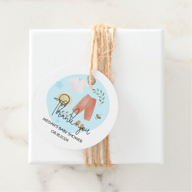 Niedliche einfache Kleidung Blue Baby Dusche Viele Geschenkanhänger (Beispiel)