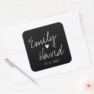 Niedliche einfache Minimalistische Schwarz-Weiß-Ho Quadratischer Aufkleber