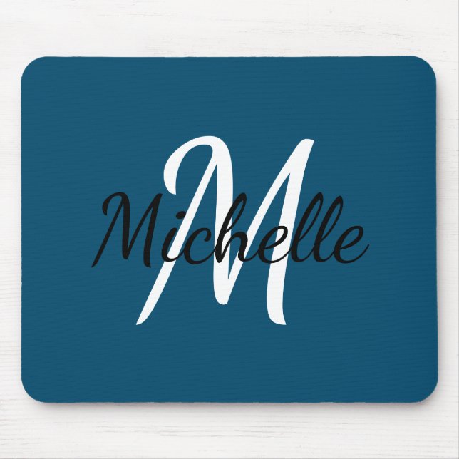 Niedliche einfache Monogramm Anfangsname Dunkelbla Mousepad (Vorne)