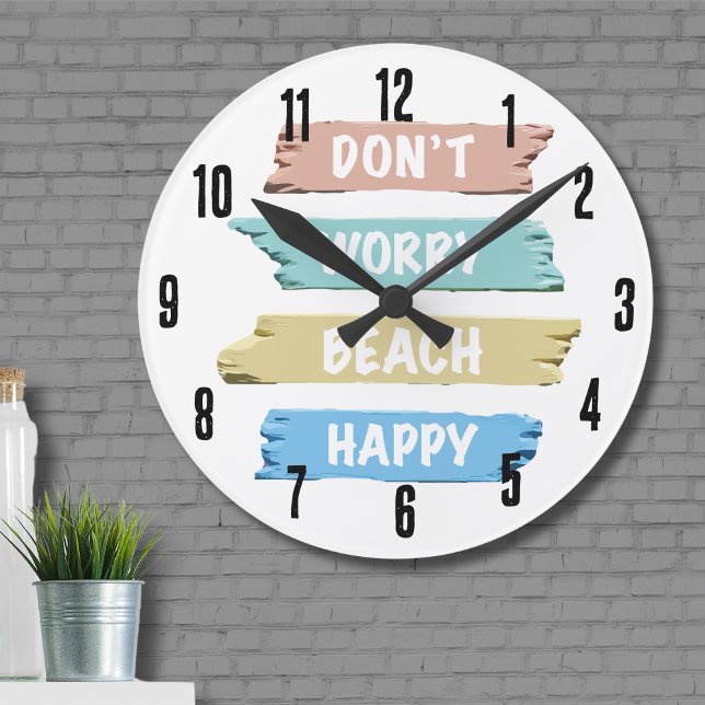 Niedliche, einfache Pastelle Keine Sorge für den S Runde Wanduhr (Cute Simple Pastel Don’t Worry BEACH Happy Round Clock )