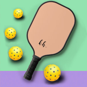 Niedliche Einfache Pfirsichrosa Monogramm-Initiale Pickleball Schläger