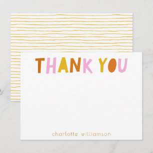 Niedliche einfache Typografie in rosa Personalisie Dankeskarte