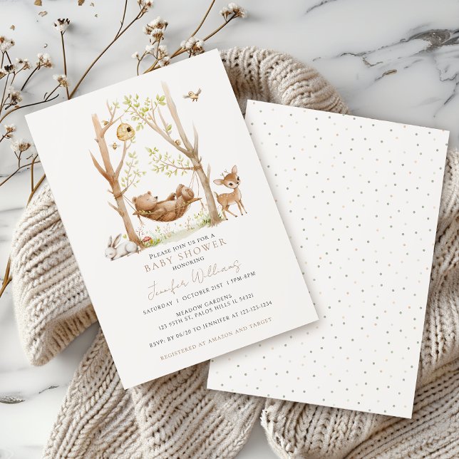 Niedliche Einfache Waldtiere Kinderdusche Einladung (Von Creator hochgeladen)