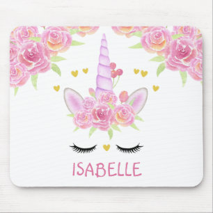 Niedliche Einhorn-Blume Rosa-Oberfläche Mousepad