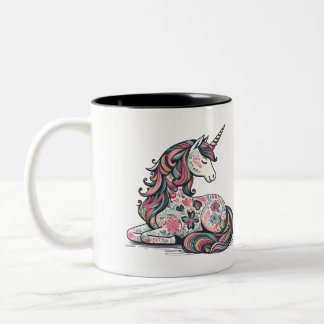 Niedliche Einhorn-Blumenstars Kaffee Tasse