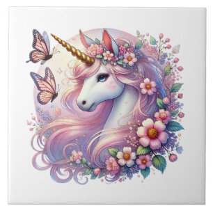 Niedliche Einhorn-Fantasie-Girls-Zimmer Fliese