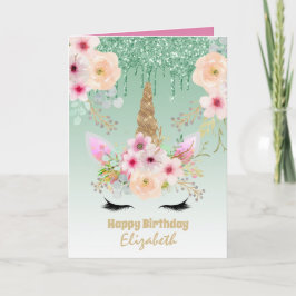 Niedliche Einhorn Fantasy Hübsch Girly Green Pink Karte