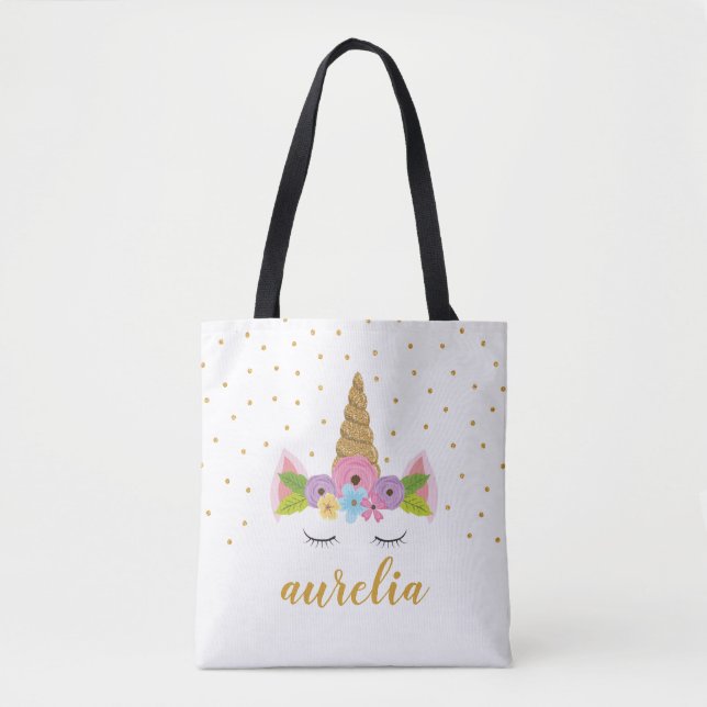 Niedliche Einhorn Girly Tote Tasche mit Individuel (Vorderseite)