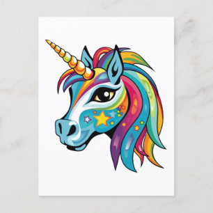 Niedliche Einhorn-Grafik zeichnend Postkarte