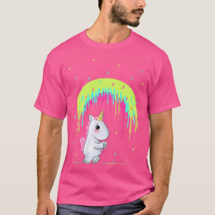 Niedliche Einhorn-Holding Regenbogen Schirmherrsch T-Shirt
