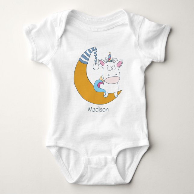 Niedliche Einhorn-individuelle Name-Kinderkleidung Baby Strampler (Vorderseite)