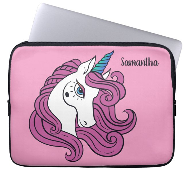 Niedliche Einhorn-individuelle Name- und Farb-Lapt Laptopschutzhülle (Vorderseite)
