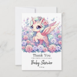 Niedliche Einhorn-Kinderdusche Dankeskarte