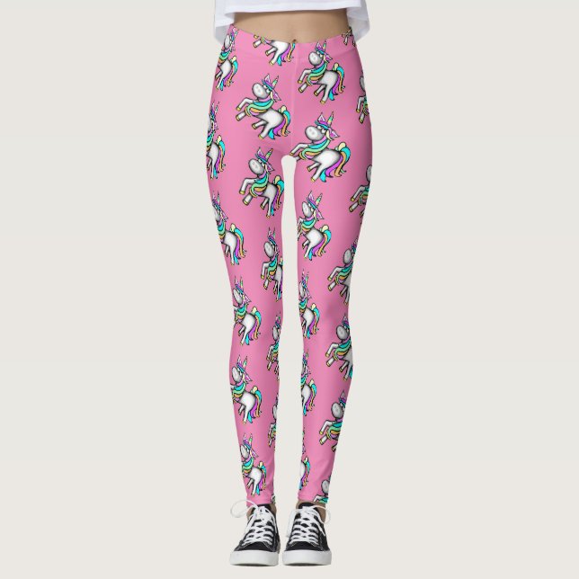 Niedliche Einhorn-Leggings rosa Leggings (Vorderseite)