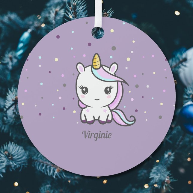 Niedliche Einhorn-Lila Ornament Aus Metall (Cute Unicorn Purple Ornament)