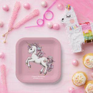 Niedliche Einhorn magische Prinzessin Geburtstagsk Pappteller