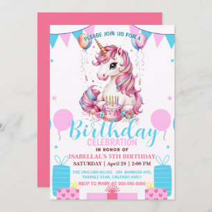 Niedliche Einhorn magische Prinzessin Geburtstagsk Save The Date