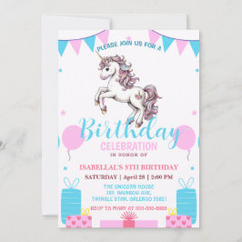 Niedliche Einhorn magische Prinzessin Geburtstagsk Save The Date