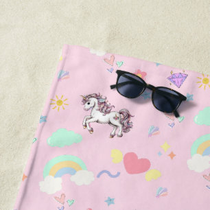 Niedliche Einhorn magische Prinzessin Geburtstagsk Strandtuch