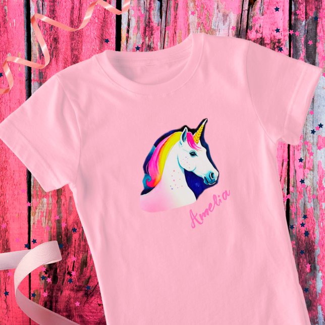 Niedliche Einhorn-Magische Sterne Zeichnend Name G T-Shirt (Von Creator hochgeladen)