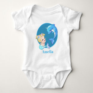 Niedliche Einhorn-Meerjungfrau geben den Namen Del Baby Strampler