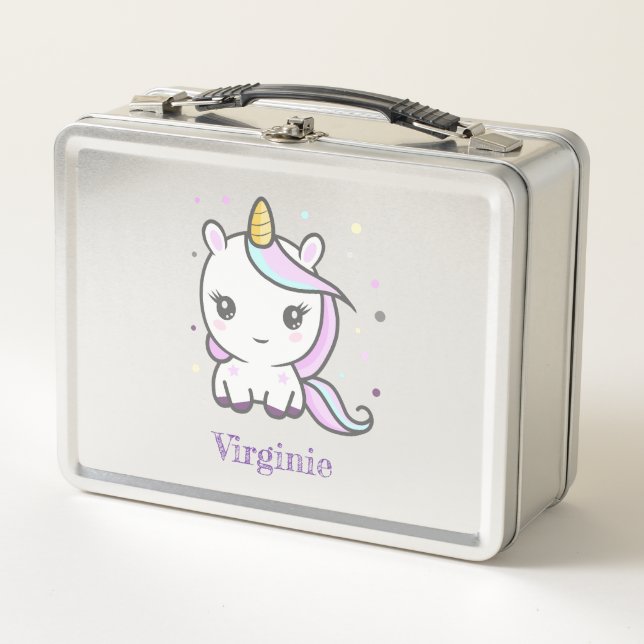 Niedliche Einhorn-Metal-Lunch Box Metall Brotdose (Vorderseite)