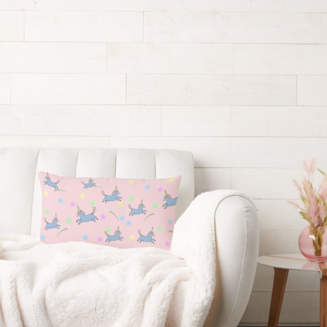 Niedliche Einhorn-Regenbogensterne nahtlos Muster Lendenkissen (Liege)