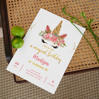 Niedliche Einhorn Rosa Aquarell Geburtstagsparty