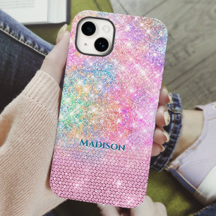 niedliche Einhorn-Rosa-Imitat Glitzer Kristall Mon Case-Mate iPhone Hülle
