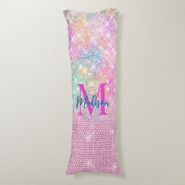 niedliche Einhorn-Rosa-Imitat Glitzer Kristall Mon Seitenschläferkissen