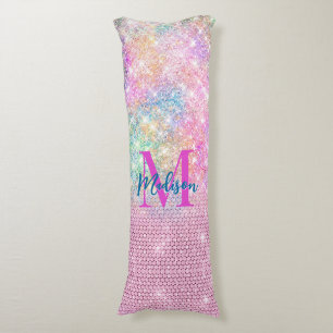 niedliche Einhorn-Rosa-Imitat Glitzer Kristall Mon Seitenschläferkissen