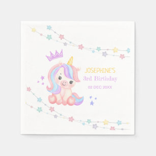 Niedliche Einhorn Stars Banner Fantasy Geburtstag Serviette