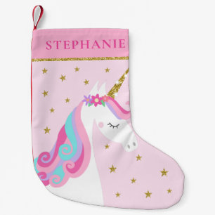Niedliche Einhorn Sterne Glitzer Rosa Kleiner Weihnachtsstrumpf