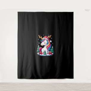 Niedliche Einhorn Weihnachtsmädchen Kinder Weihnac Wandteppich