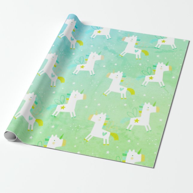 Niedliche Einhorndrucke Geschenkpapier (Ungerollt)