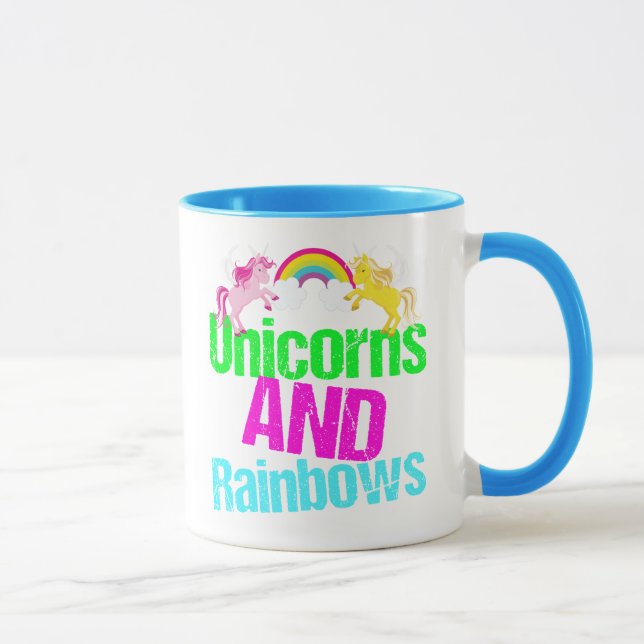 Niedliche Einhörner und Regenbogen Tasse (Rechts)