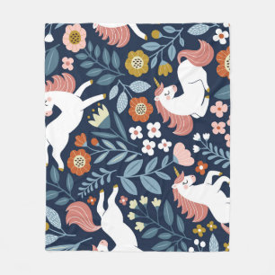 Niedliche Einhörner Vintages Muster Fleecedecke