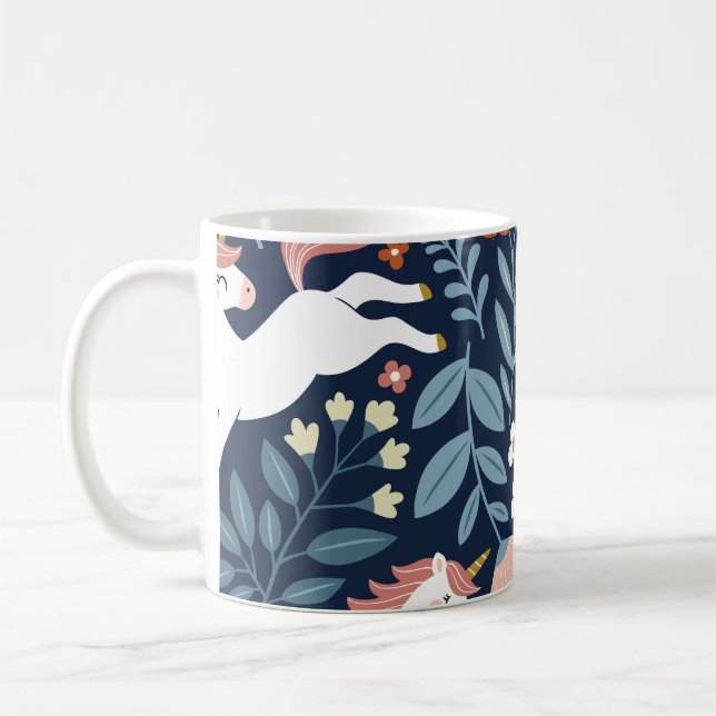 Niedliche Einhörner Vintages Muster Kaffeetasse (Links)
